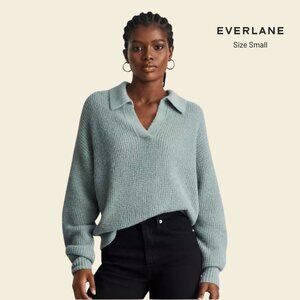 NWOT Everlane Green Alpaca Waffle-Stitch Polo Pullover Sweater Size Small